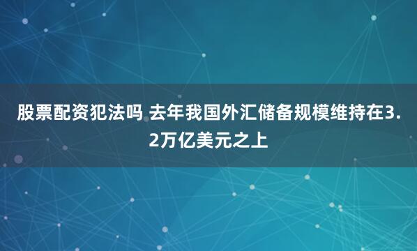 股票配资犯法吗 去年我国外汇储备规模维持在3.2万亿美元之上