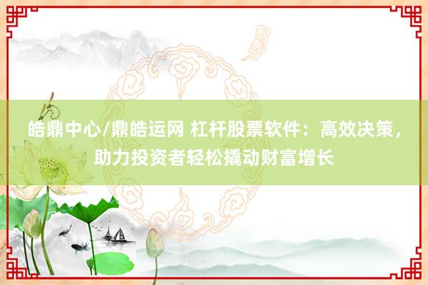 皓鼎中心/鼎皓运网 杠杆股票软件：高效决策，助力投资者轻松撬动财富增长